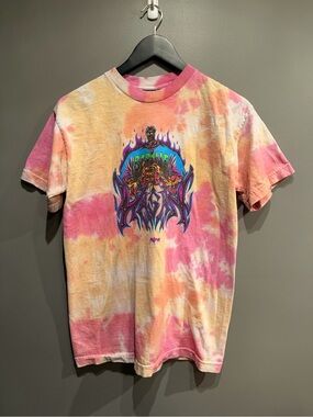 Tie Dye Graphic T Shirt Men’s Medium Pink Orange Streetwear Zombie Art Tee